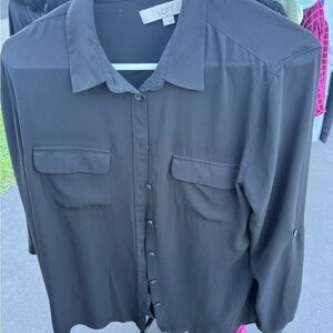 LOFT Charcoal Black Blouse